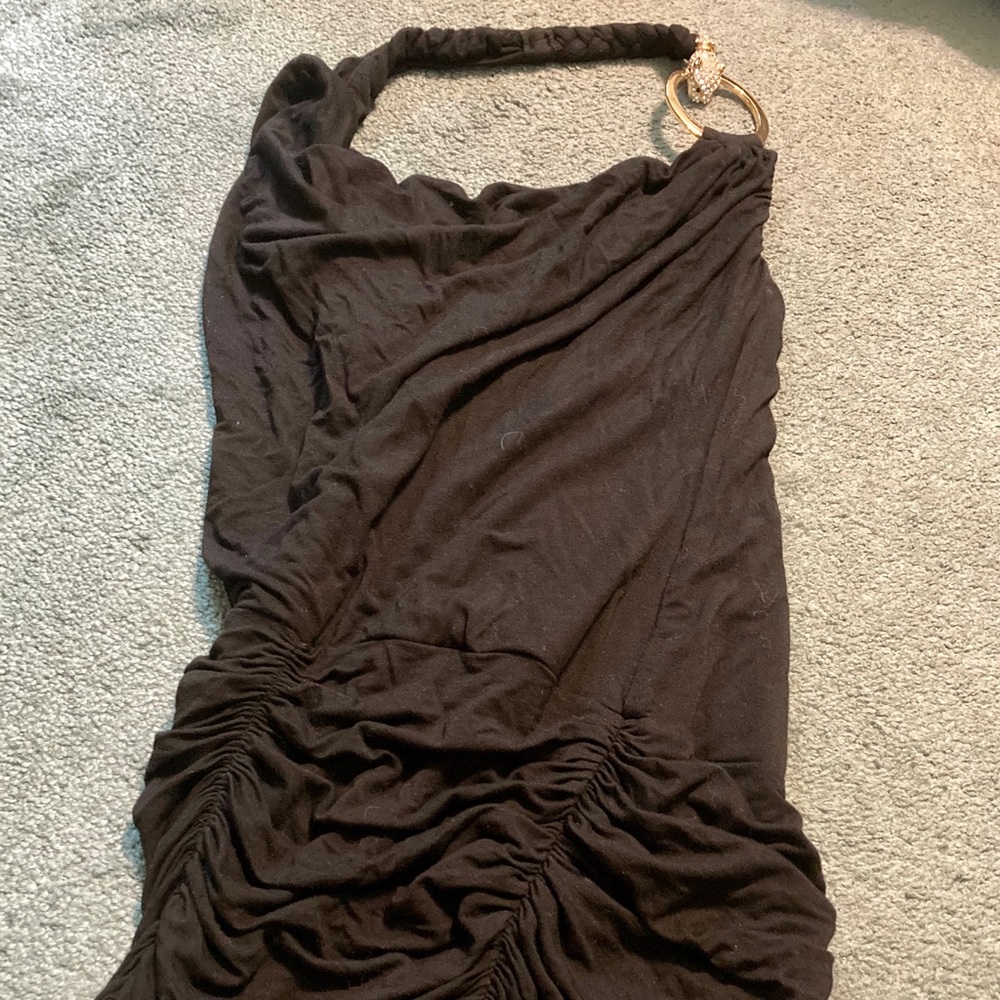 Sky-European style Black dress with gold snake